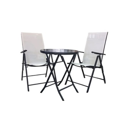 Juego de Jardín Avelino Cúneo Plegable| Mesa 60cm + 2 Sillones Textilene.