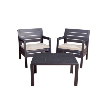 Juego de Jardín Paris | 2 Sillones y Mesa | Protección UV Premium