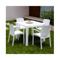Juego de Jardín Fidji | Mesa 90x90 + 4 Sillas Guinea Símil Ratán con Filtro UV 2