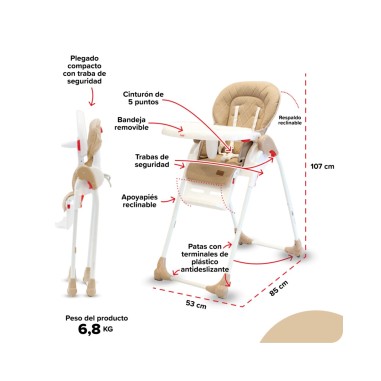 Silla de Comer Bebesit 6600 Plegable y Regulable