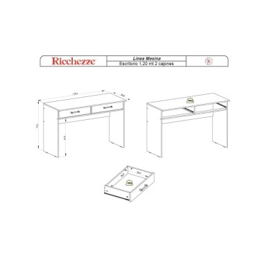 Escritorio Ricchezze Mesina | 1.20Mts  Melamina 2 Cajones