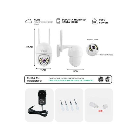 Cámara de Seguridad Gadnic SX39 Exterior Domo Wi-Fi Full HD
