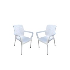 Silla Plástica Malbec Blanca con Apoyabrazos