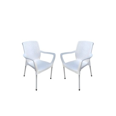 Silla Plástica Malbec Blanca con Apoyabrazos