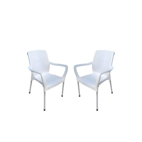 Silla Plástica Malbec Blanca con Apoyabrazos