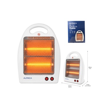 Estufa Eléctrica Cuarzo Alpaca ALP-RH03 800W 2 Velas Con Antivuelco