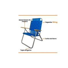 Silla Reposera Posta Modelo 322 Reforzada de 1 Pulgada - 5 Posiciones 2